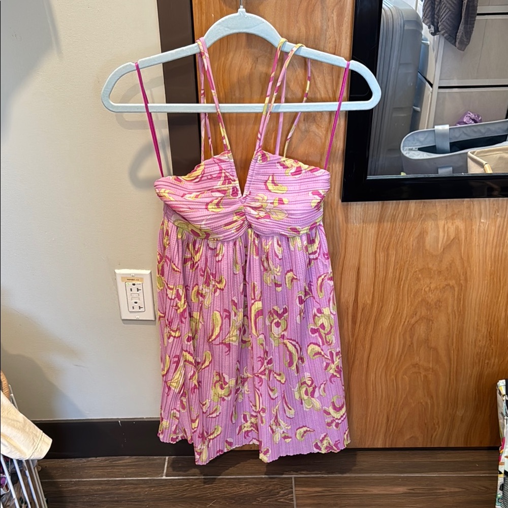 Zara Pink and Yellow Floral Mini Dress